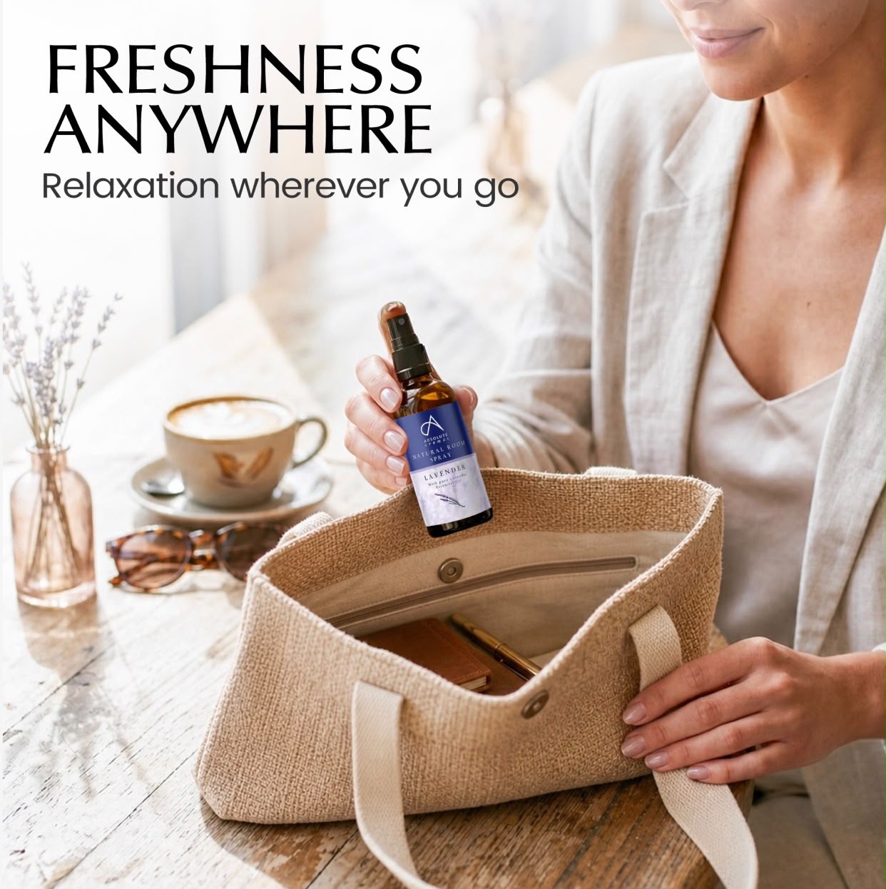 “Freshness Anywhere” tote bag scene